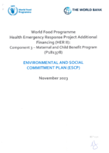 Health Emergency Response Additional Financing Project: Afghanistan - Draft Environmental and Social Commitment Plan